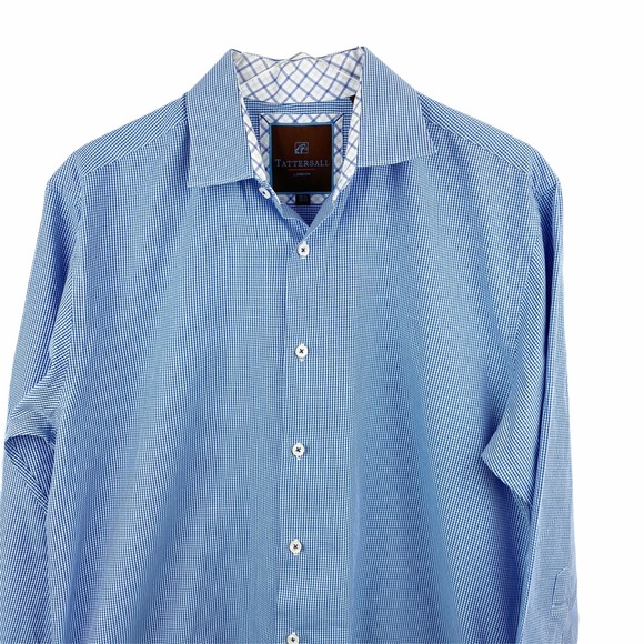 Tattersall London Plaid Checkered Button Down 16.5 - Picture 2 of 4